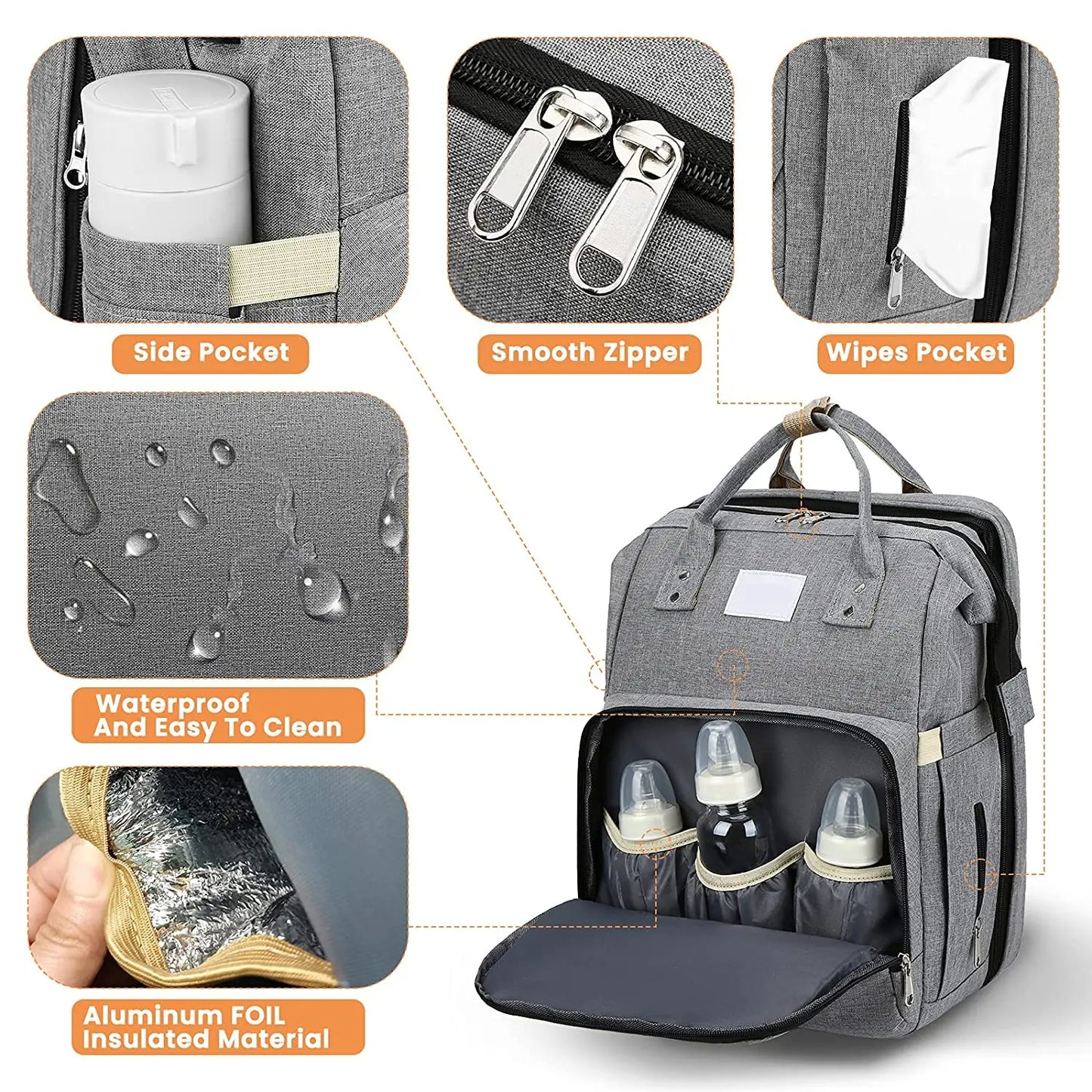 🔗Baby Diaper Bag – Large Capacity Backpack with Changing Station