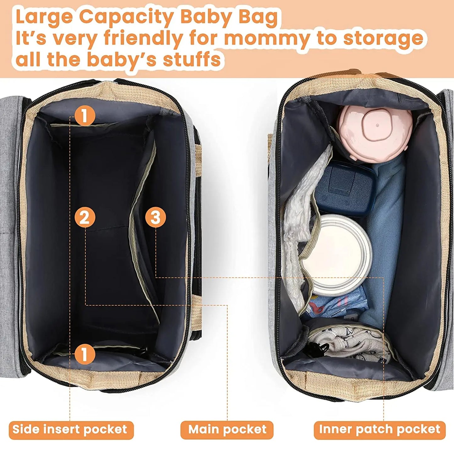 🔗Baby Diaper Bag – Large Capacity Backpack with Changing Station