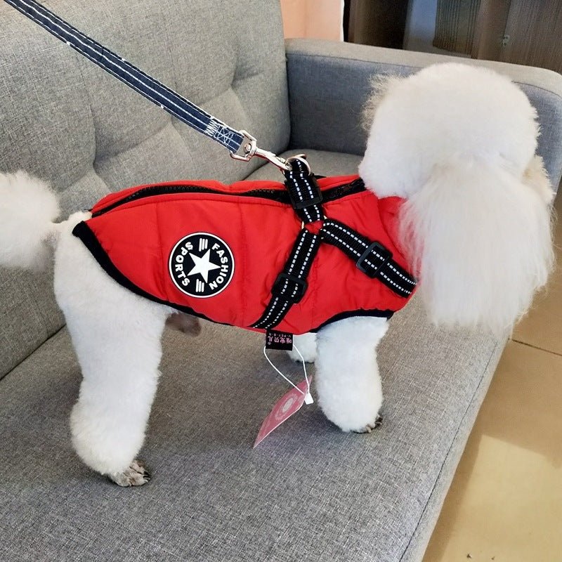 🔗Dog Winter Coat with Harness – Waterproof Fleece Padded Jacket - Katchy Vibez