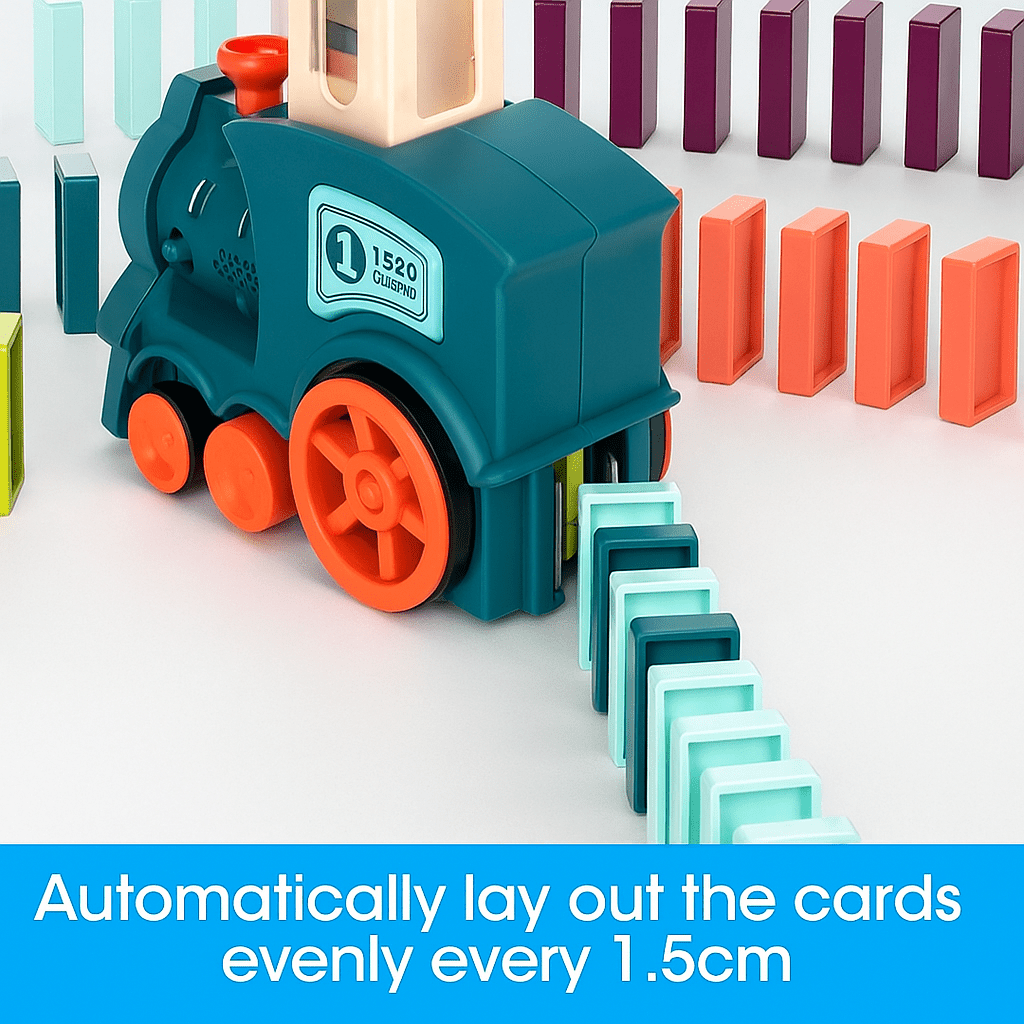 Domino Train Toy – Automatic Stacking Blocks with Light & Music - Katchy Vibez