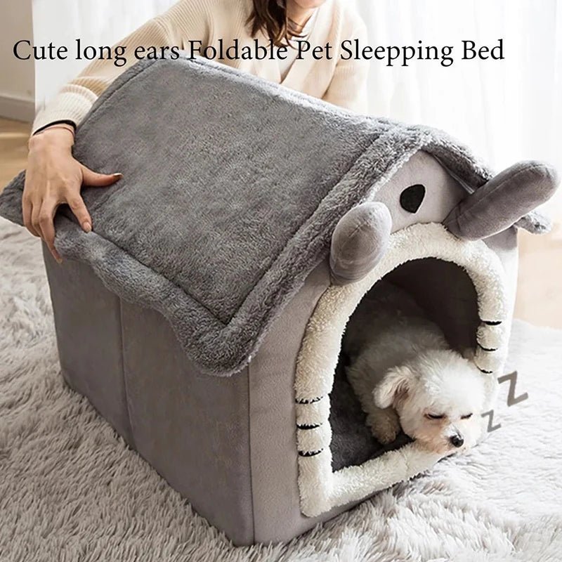 🔗Indoor Warm Dog & Cat House | Soft Tent Bed with Removable Cushion - Katchy Vibez