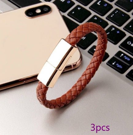 Leather Mini USB Bracelet Data Charging Cable - Katchy Vibez