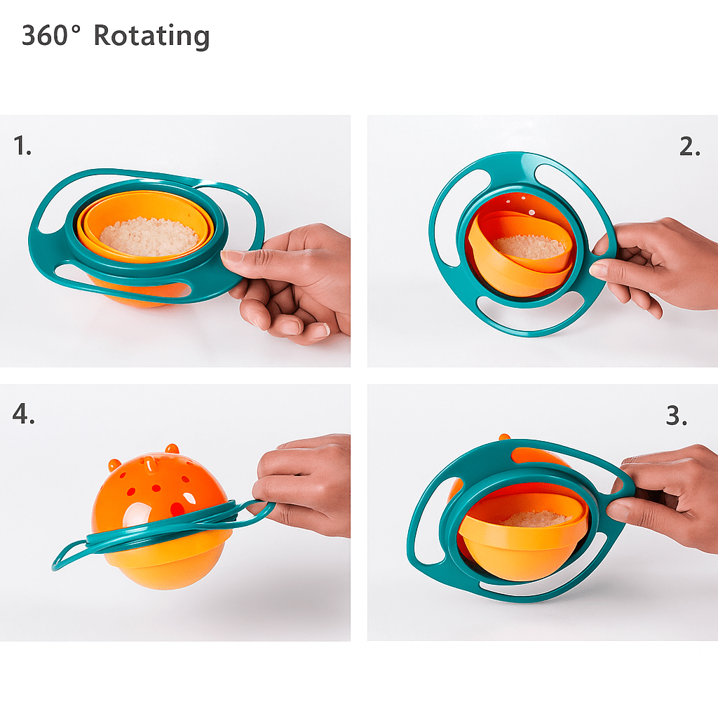 🔗Magic Gyro Bowl – 360° Spill Resistant Snack Bowl for Kids - Katchy Vibez