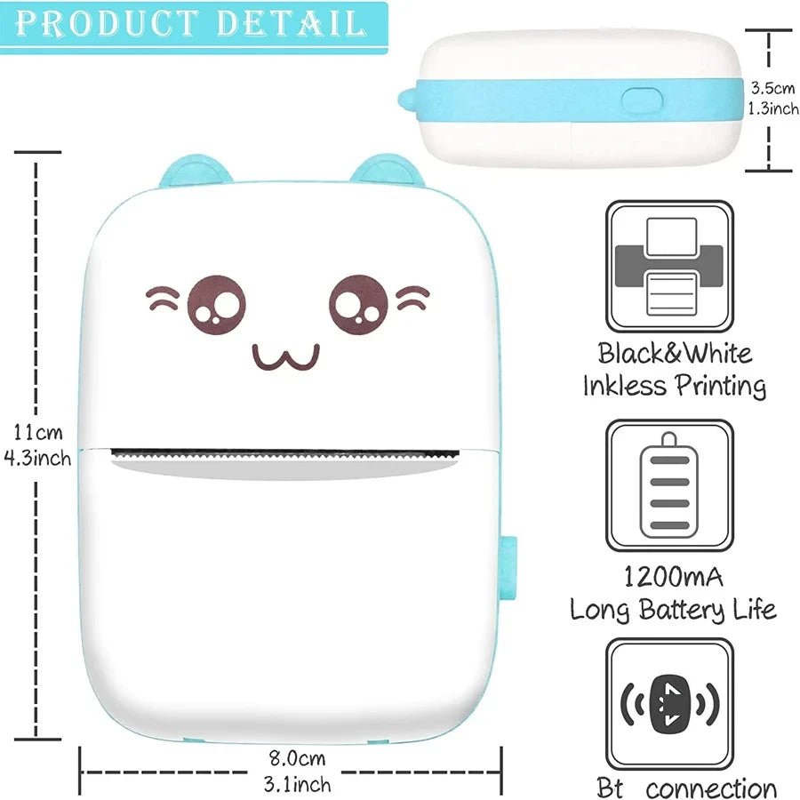 Mini Bluetooth Thermal Printer – Wireless 200DPI Label, Photo & Memo Printer - Katchy Vibez