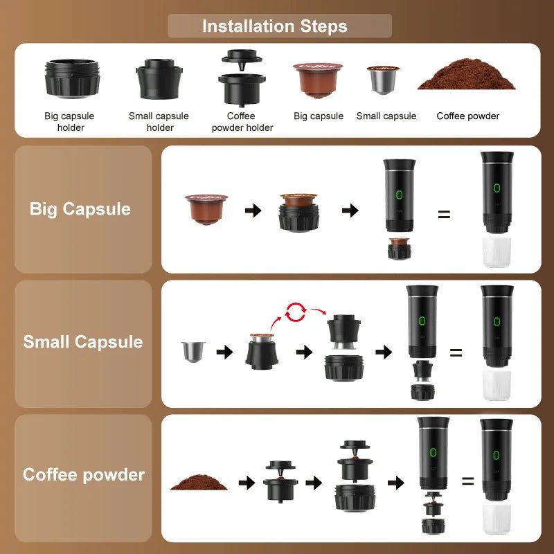 Portable Electric Espresso Machine – Compatible with NS Capsules & Ground Coffee - Katchy Vibez