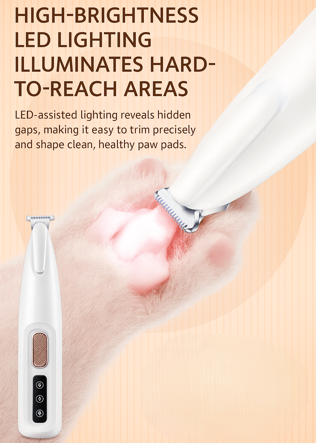 🔗Rechargeable Pet Trimmer – LED Grooming Tool for Paws & Face - Katchy Vibez