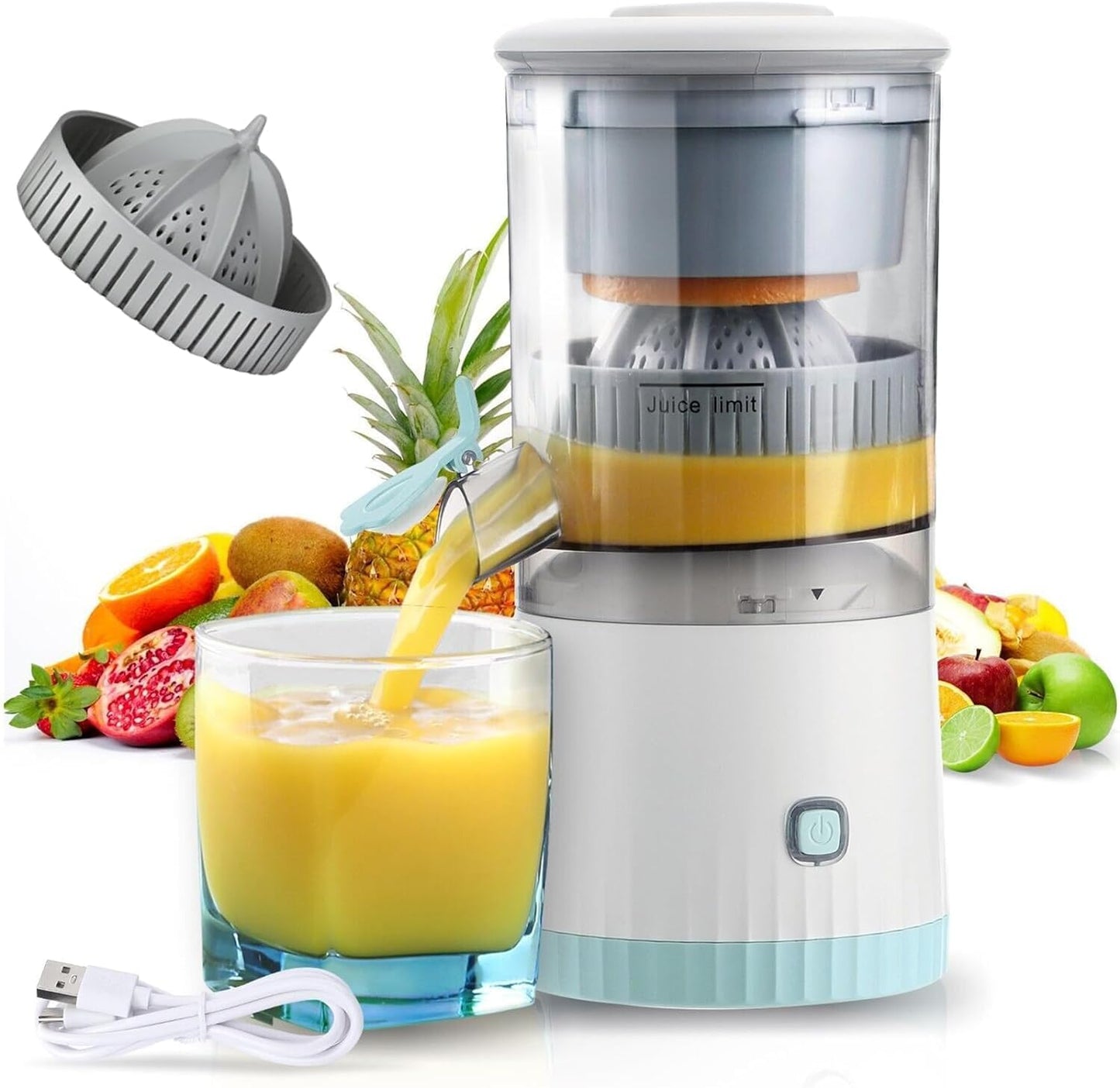 USB Electric Mini Juicer – Compact Twin - Gear Citrus Fruit Extractor - Katchy Vibez