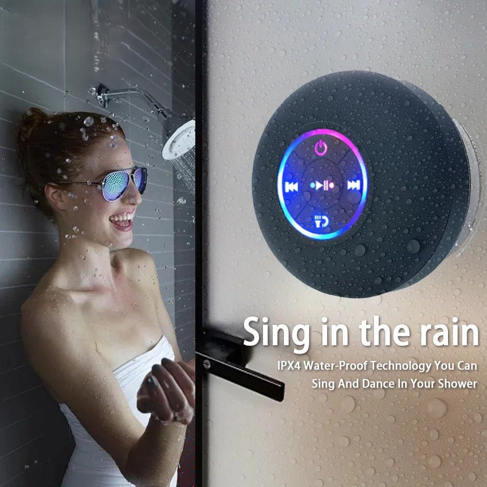Waterproof Bluetooth Shower Speaker with Suction Mount & LED Lights - Katchy Vibez