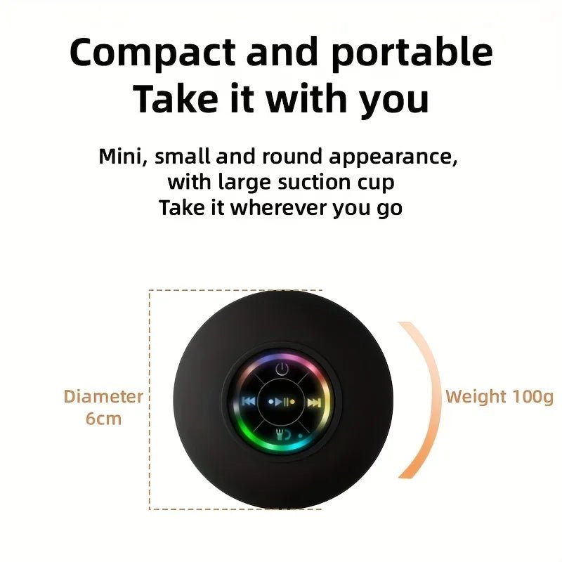 Waterproof Bluetooth Shower Speaker with Suction Mount & LED Lights - Katchy Vibez