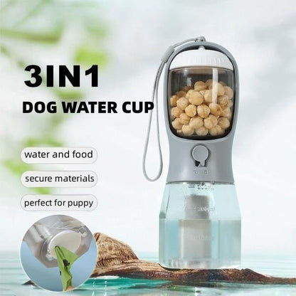 🔗3 - in - 1 Dog Water Bottle, Food Container & Poop Bags - Katchy Vibez