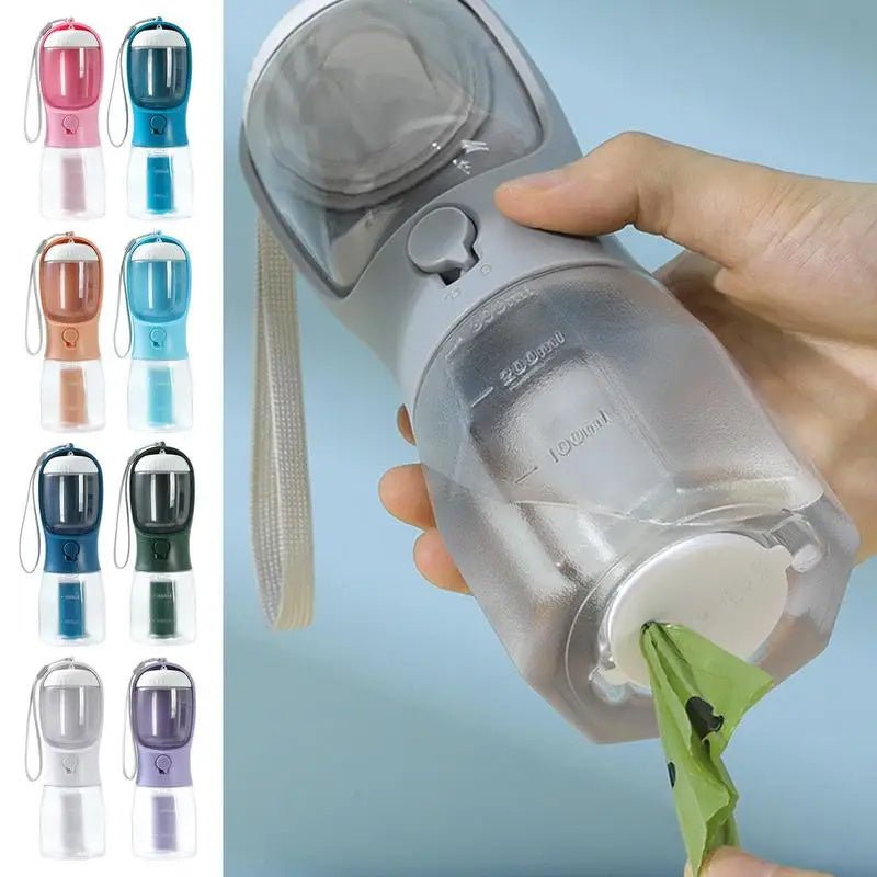 🔗3 - in - 1 Dog Water Bottle, Food Container & Poop Bags - Katchy Vibez