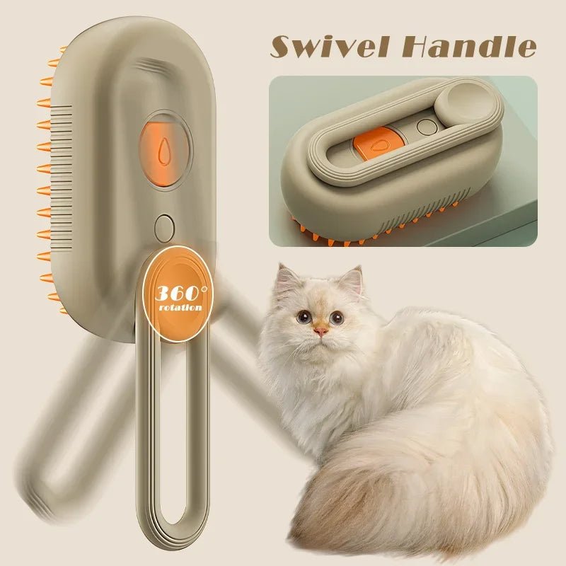 🔗3 - in - 1 Electric Pet Grooming Brush – Steam, Massage & Hair Removal - Katchy Vibez