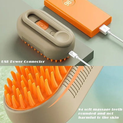 🔗3 - in - 1 Electric Pet Grooming Brush – Steam, Massage & Hair Removal - Katchy Vibez
