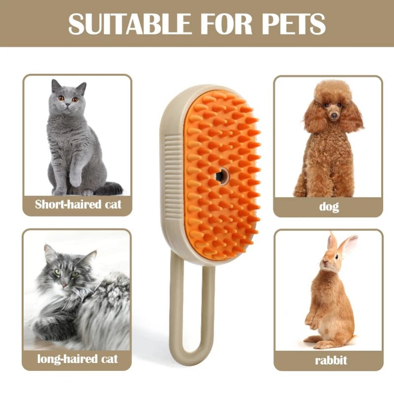 🔗3 - in - 1 Electric Pet Grooming Brush – Steam, Massage & Hair Removal - Katchy Vibez