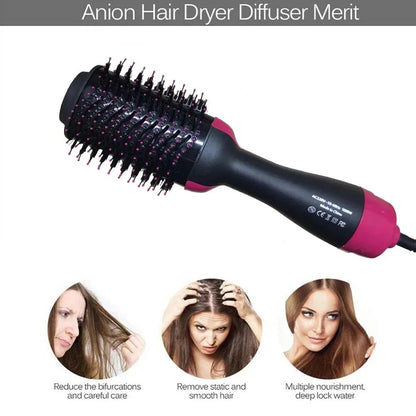 3 - in - 1 Hot Air Styling Brush | Dry, Straighten & Volumize in One Step - Katchy Vibez