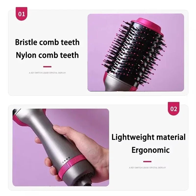 3 - in - 1 Hot Air Styling Brush | Dry, Straighten & Volumize in One Step - Katchy Vibez