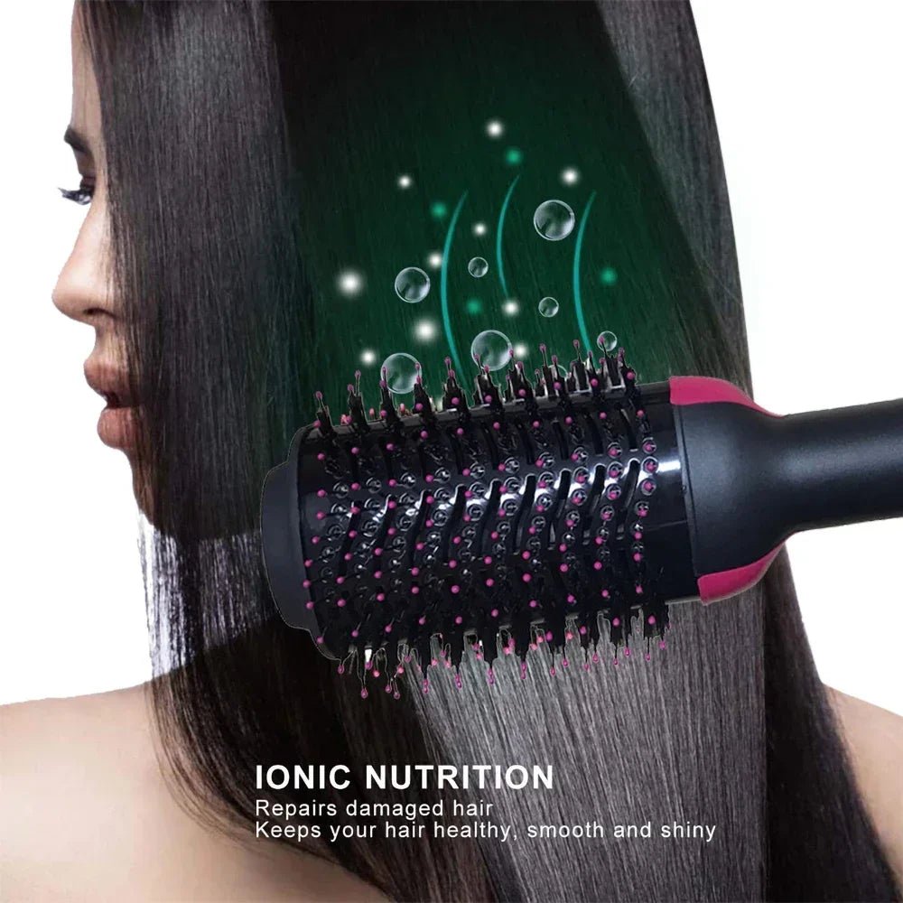 3 - in - 1 Hot Air Styling Brush | Dry, Straighten & Volumize in One Step - Katchy Vibez