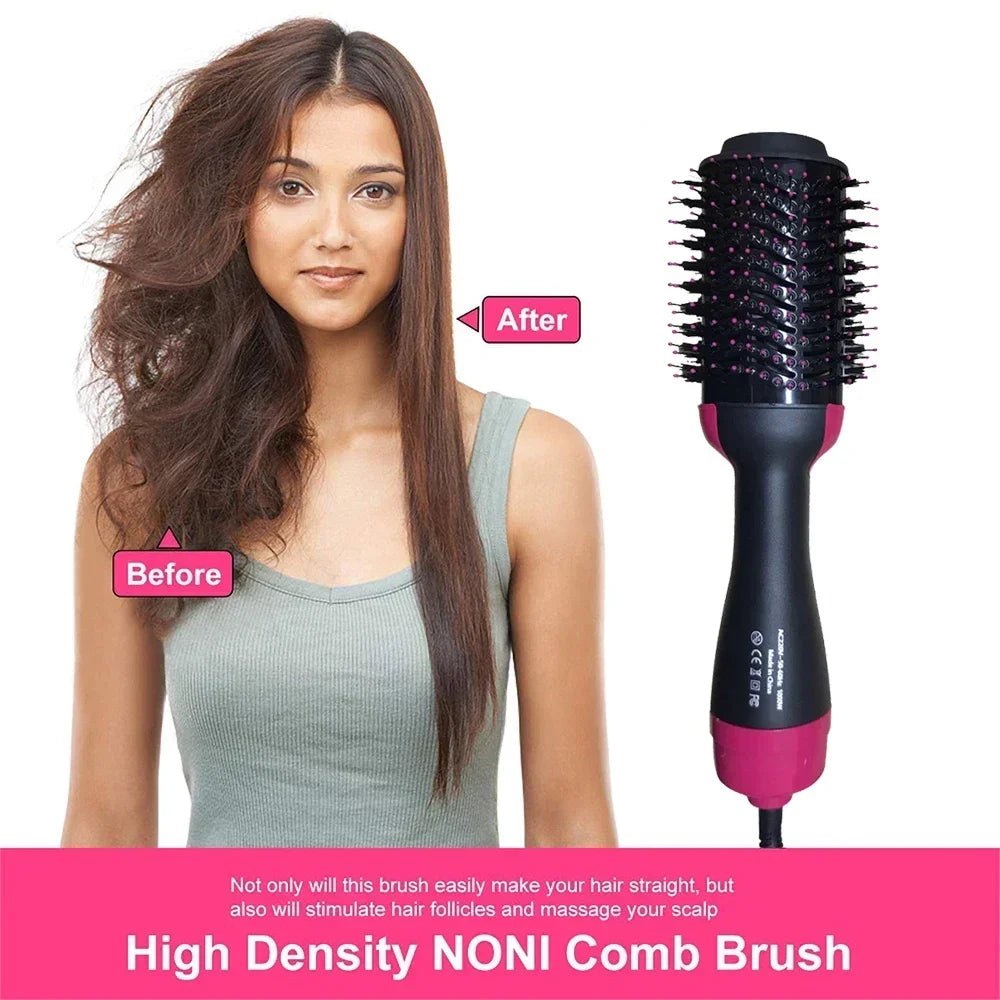 3 - in - 1 Hot Air Styling Brush | Dry, Straighten & Volumize in One Step - Katchy Vibez