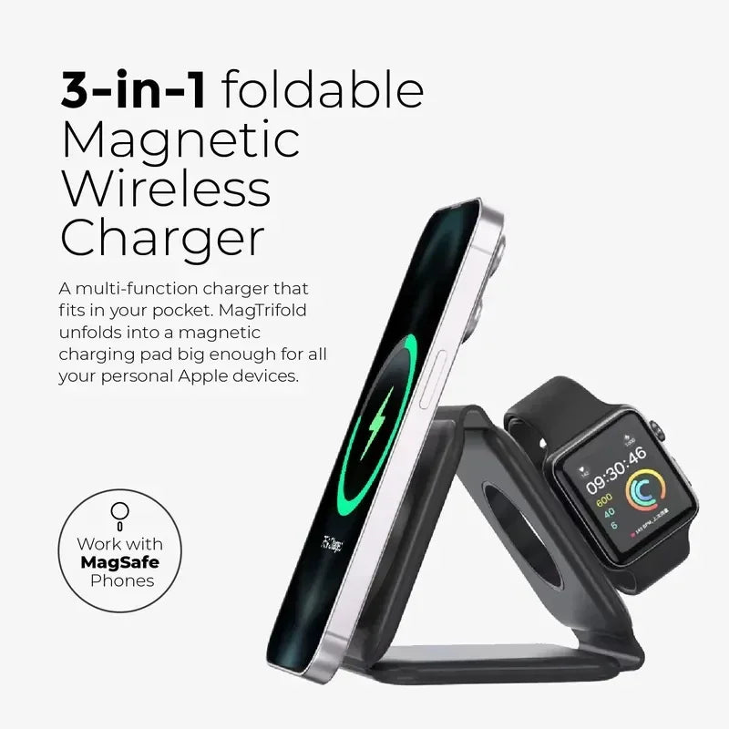 3 - in - 1 Magnetic Wireless Charging Station for Phone, Watch & Airpods – ZapDock™ - Katchy Vibez