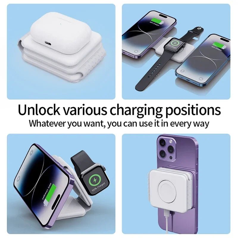 3 - in - 1 Magnetic Wireless Charging Station for Phone, Watch & Airpods – ZapDock™ - Katchy Vibez