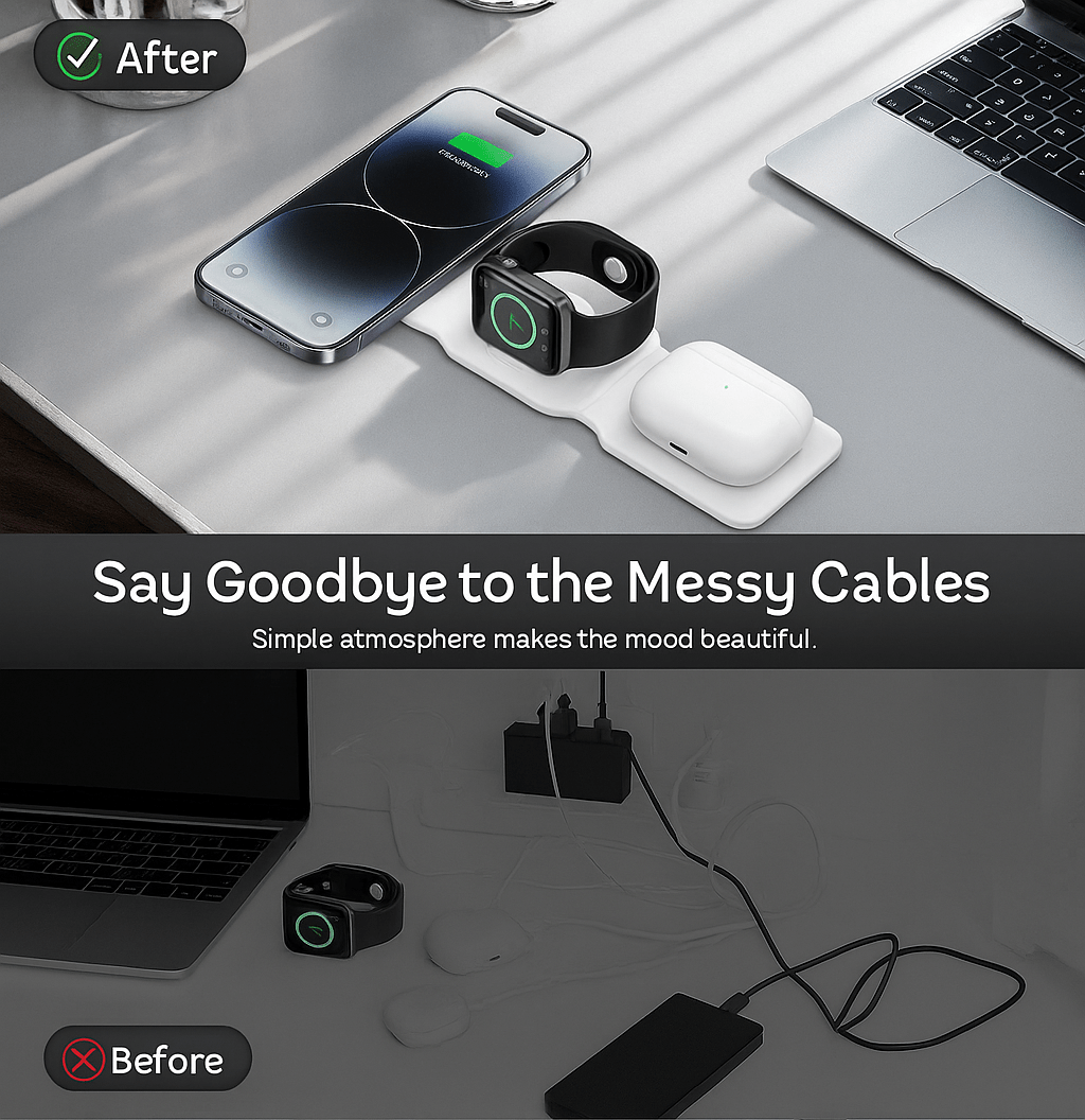 3 - in - 1 Magnetic Wireless Charging Station for Phone, Watch & Airpods – ZapDock™ - Katchy Vibez
