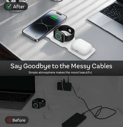 3 - in - 1 Magnetic Wireless Charging Station for Phone, Watch & Airpods – ZapDock™ - Katchy Vibez