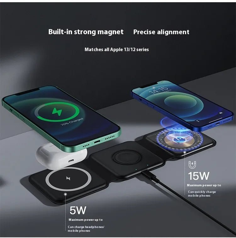 3 - in - 1 Magnetic Wireless Charging Station for Phone, Watch & Airpods – ZapDock™ - Katchy Vibez