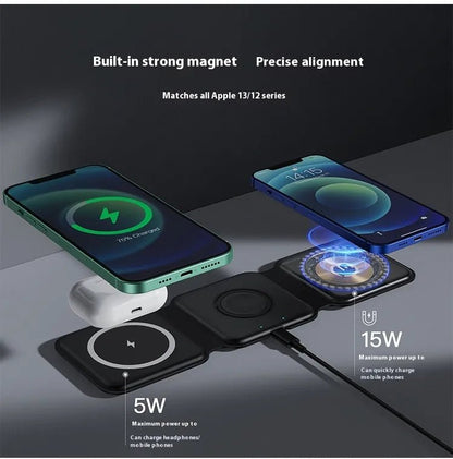 3 - in - 1 Magnetic Wireless Charging Station for Phone, Watch & Airpods – ZapDock™ - Katchy Vibez