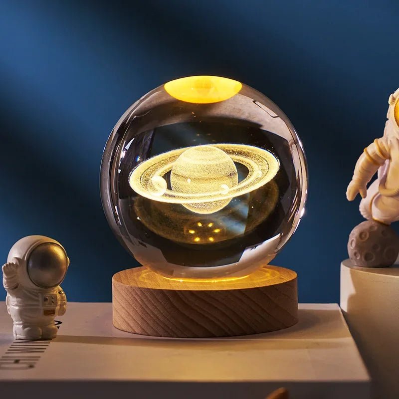 3D Crystal Galaxy & Astronaut Night Light | Cosmic Glow in Your Space - Katchy Vibez