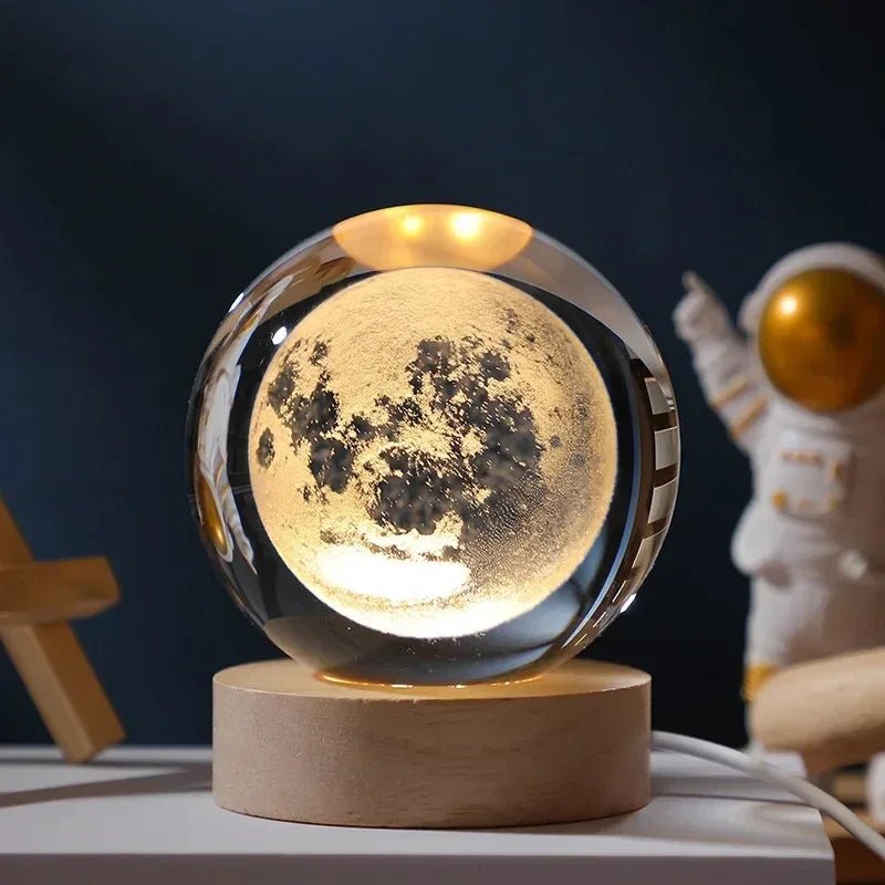 3D Crystal Galaxy & Astronaut Night Light | Cosmic Glow in Your Space - Katchy Vibez