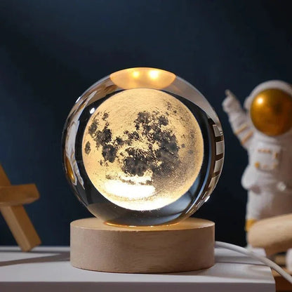 3D Crystal Galaxy & Astronaut Night Light | Cosmic Glow in Your Space - Katchy Vibez