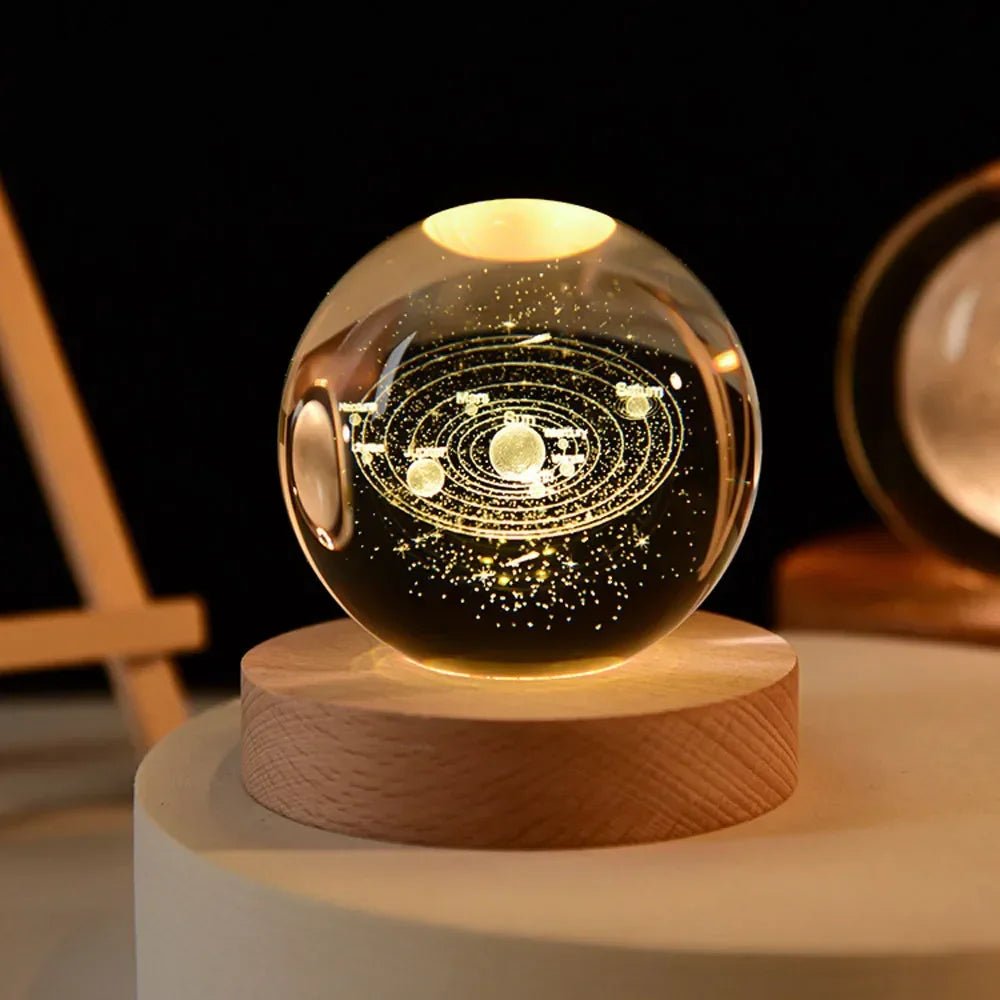 3D Crystal Galaxy & Astronaut Night Light | Cosmic Glow in Your Space - Katchy Vibez