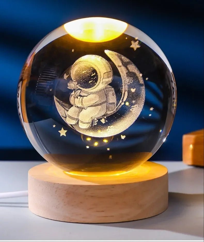 3D Crystal Galaxy & Astronaut Night Light | Cosmic Glow in Your Space - Katchy Vibez