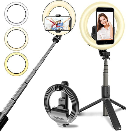 4 - in - 1 Wireless Selfie Stick Tripod with Ring Light - Katchy Vibez