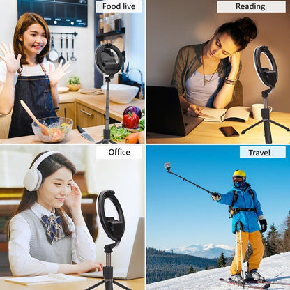 4 - in - 1 Wireless Selfie Stick Tripod with Ring Light - Katchy Vibez