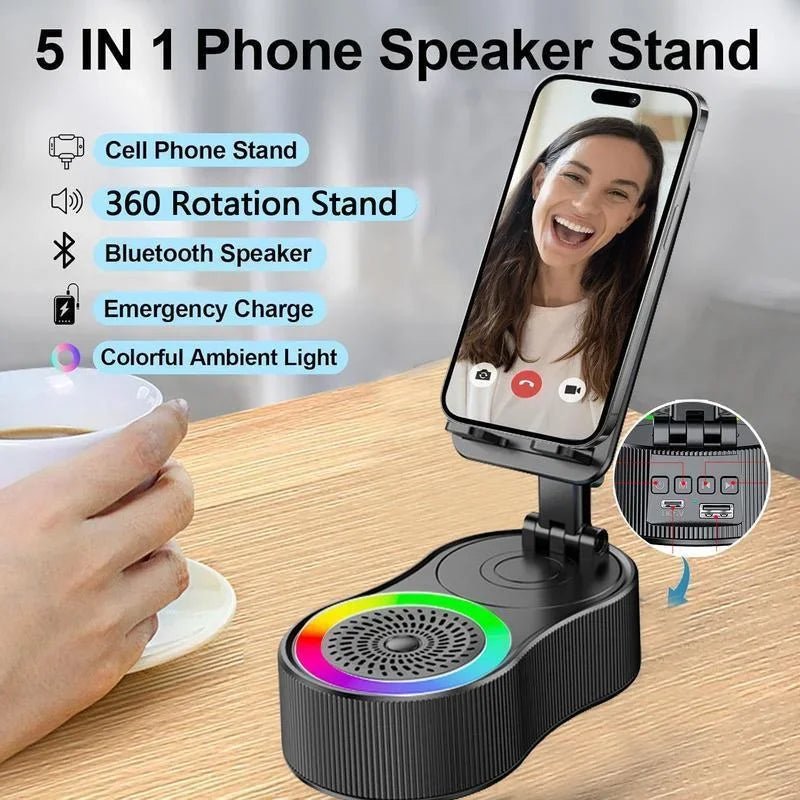 5 - in - 1 Bluetooth Speaker Phone Stand | Watch. Charge. Play. Anywhere. - Katchy Vibez