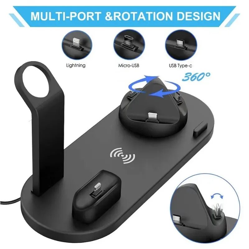 5 - in - 1 Wireless Charging Station | Multi - Device Desktop Organizer - Katchy Vibez