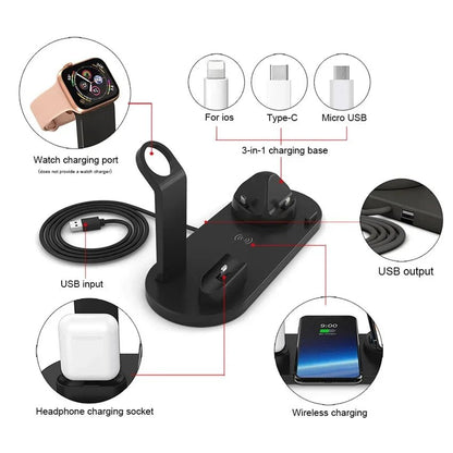 5 - in - 1 Wireless Charging Station | Multi - Device Desktop Organizer - Katchy Vibez