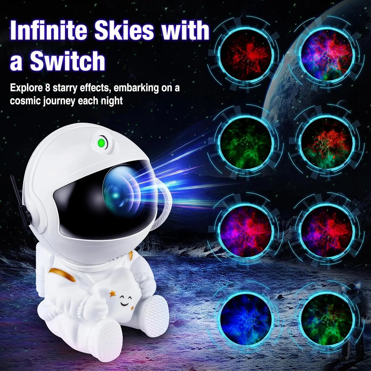 Astronaut Galaxy Projector Lamp – Starry Nebula Night Light - Katchy Vibez