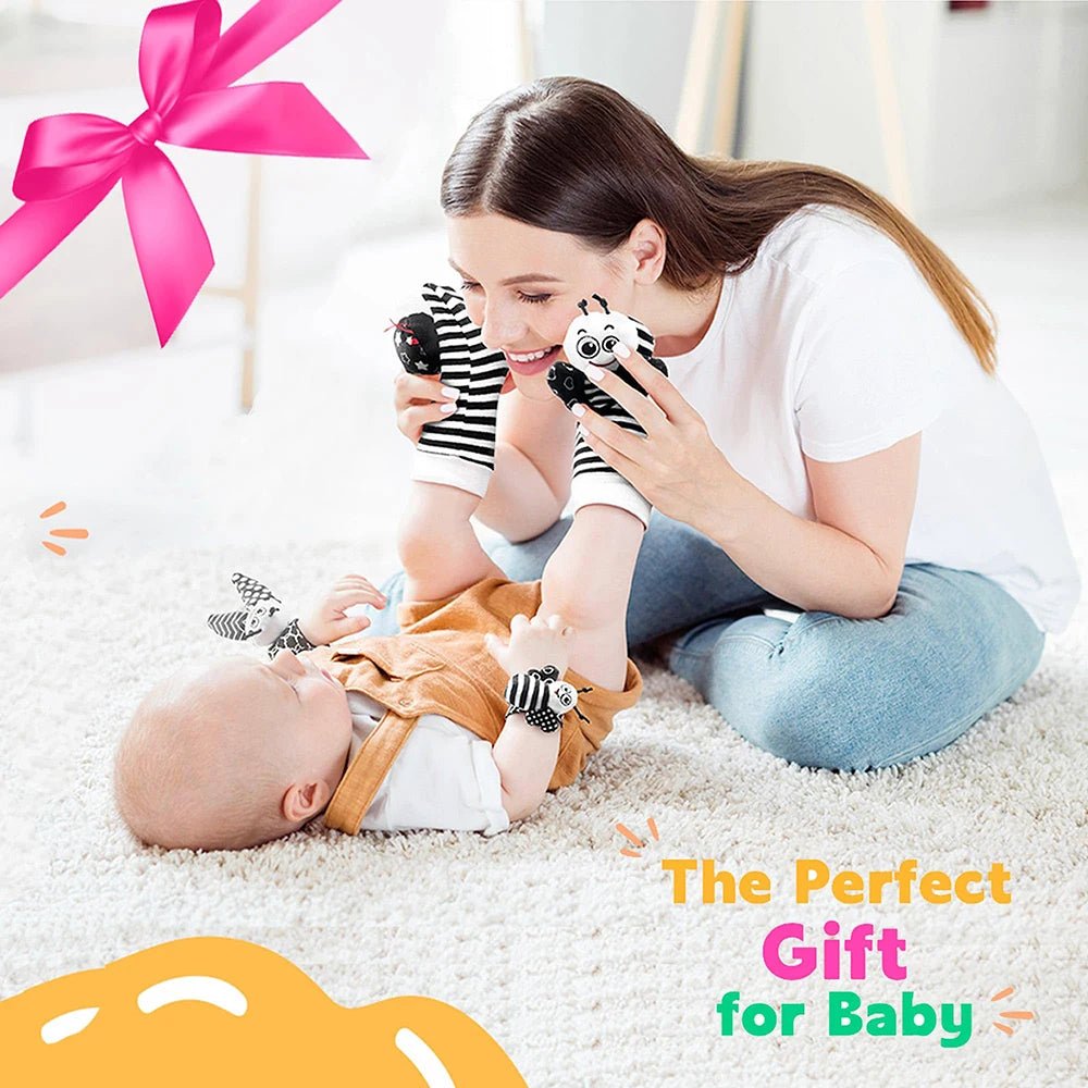 Baby Rattle Socks & Wrist Bands | Sensory Toy for Newborns - Katchy Vibez