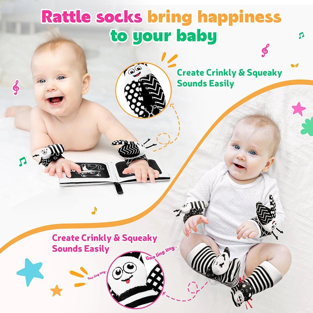Baby Rattle Socks & Wrist Bands | Sensory Toy for Newborns - Katchy Vibez