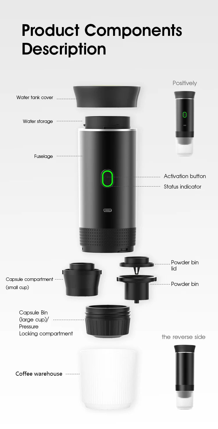 BrewGo™ – Portable USB Espresso Maker Capsule - Compatible - Katchy Vibez