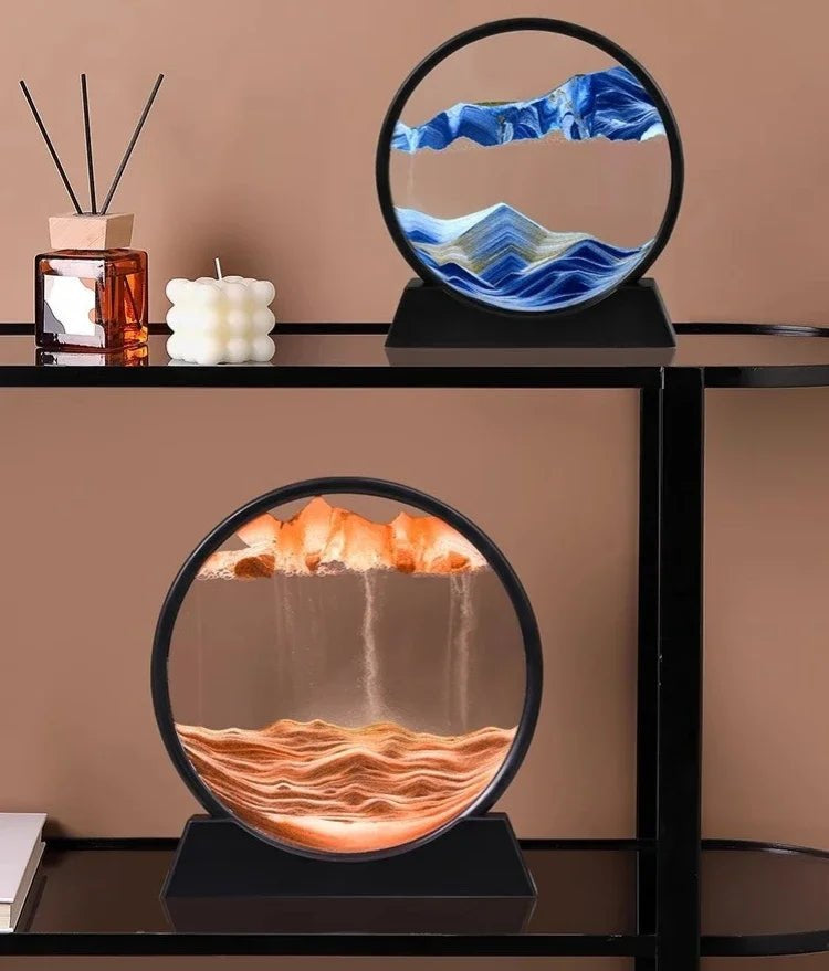 Deep Sea Sandscape | 3D Moving Sand Art in Round Glass Frame - Katchy Vibez
