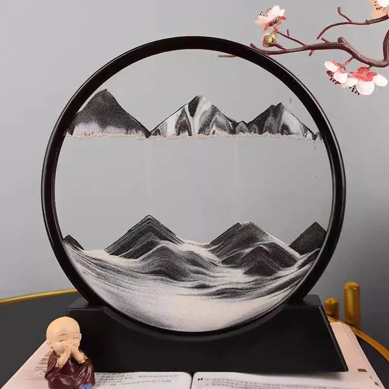 Deep Sea Sandscape | 3D Moving Sand Art in Round Glass Frame - Katchy Vibez