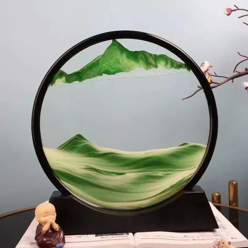 Deep Sea Sandscape | 3D Moving Sand Art in Round Glass Frame - Katchy Vibez