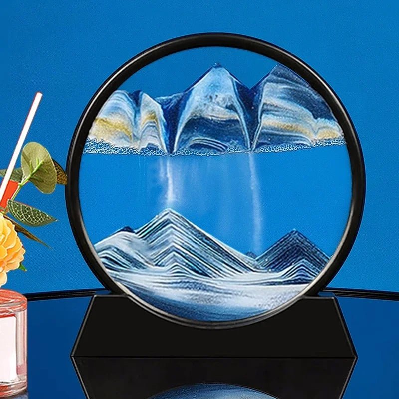 Deep Sea Sandscape | 3D Moving Sand Art in Round Glass Frame - Katchy Vibez