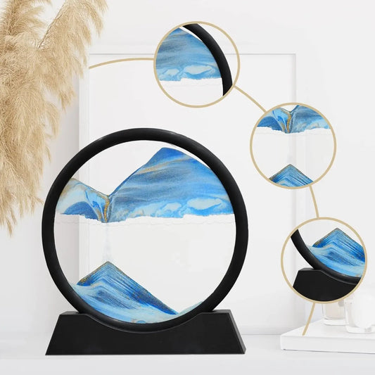 Deep Sea Sandscape | 3D Moving Sand Art in Round Glass Frame - Katchy Vibez