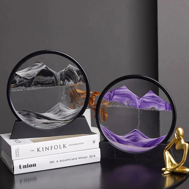 Deep Sea Sandscape | 3D Moving Sand Art in Round Glass Frame - Katchy Vibez