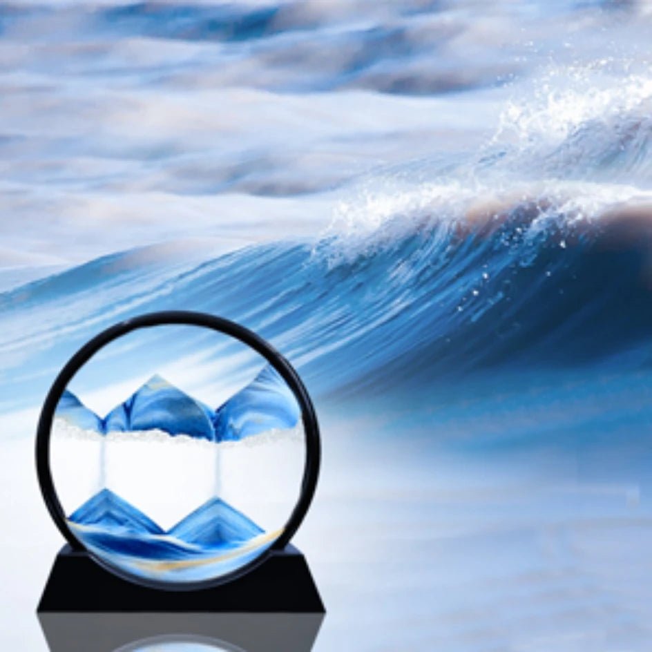 Deep Sea Sandscape | 3D Moving Sand Art in Round Glass Frame - Katchy Vibez