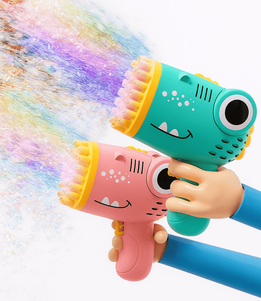Dinosaur Bubble Gun – 40 - Hole Automatic Bubble Blower for Kids - Katchy Vibez